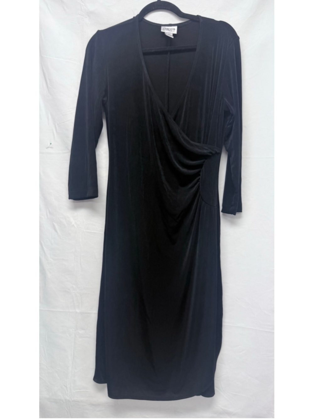 Women's Chico's Travelers Black Midi Wrap Dress Size M